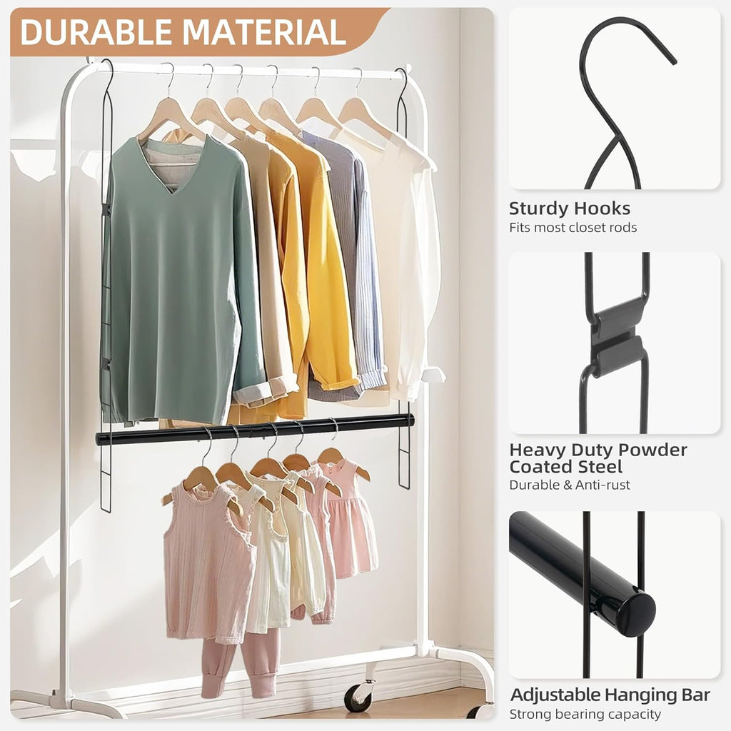 Storage Maniac Adjustable Closet Hanging Rod - Space-Saving Organizer for Clothes | Black, 1 Pack