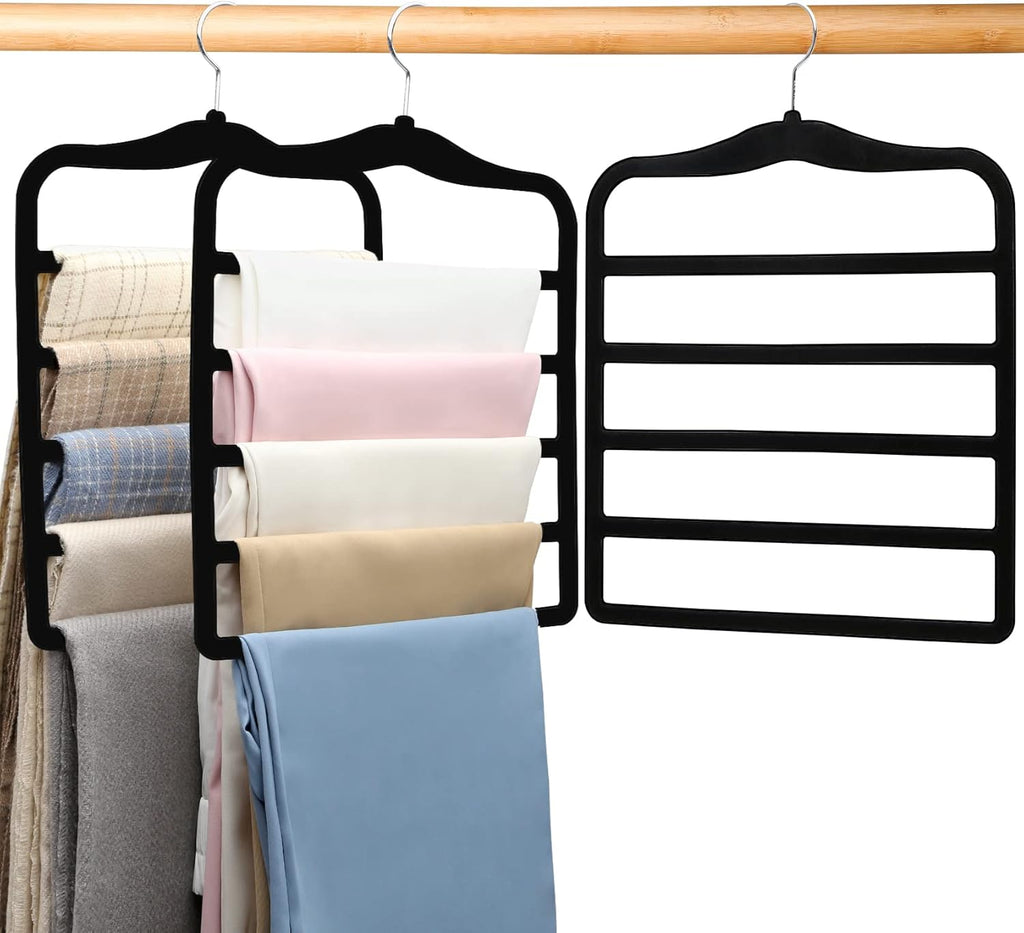 Skiennix Velvet Pants Hangers - Space-Saving Closet Organizers | 3-Pack for Dorm Rooms & College Students