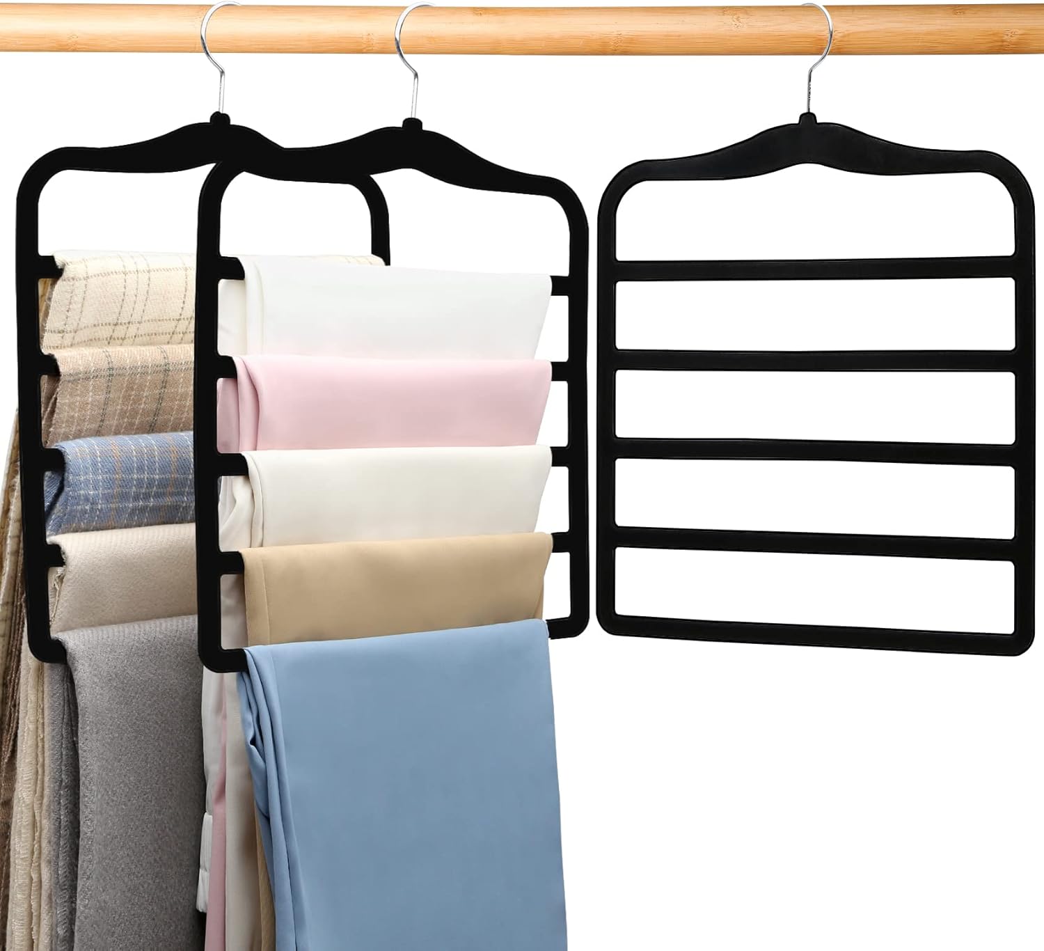 Skiennix Velvet Pants Hangers - Space-Saving Closet Organizers | 3-Pack for Dorm Rooms & College Students