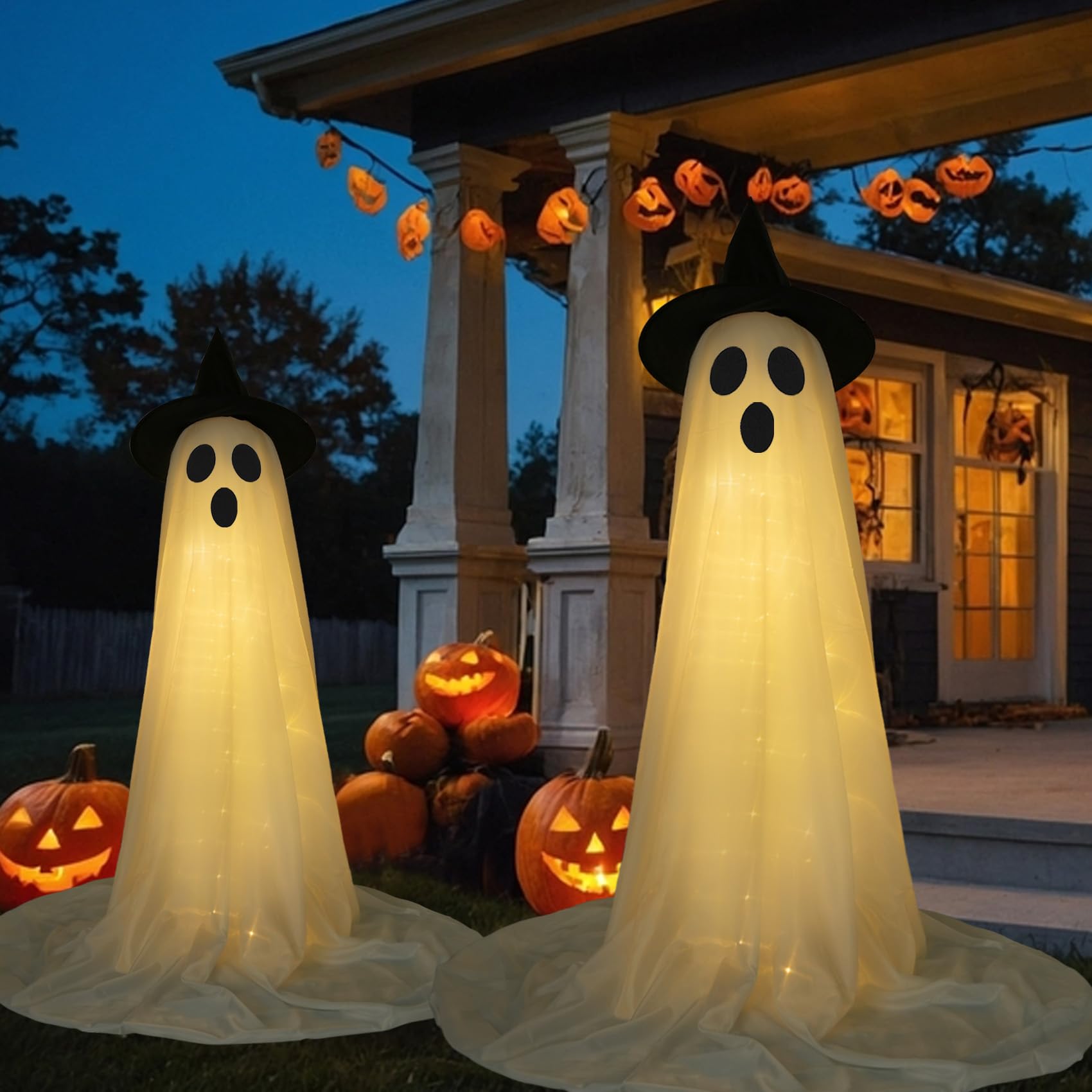 HYRIXDIRECT Halloween Decorations Indoor Outdoor, 2 Packs Light Up Spooky Ghost Halloween Decor Crafts Kit Indoor Cute Party Ghosts Decorations for Yard, Home, Room, Fireplace, Gardens