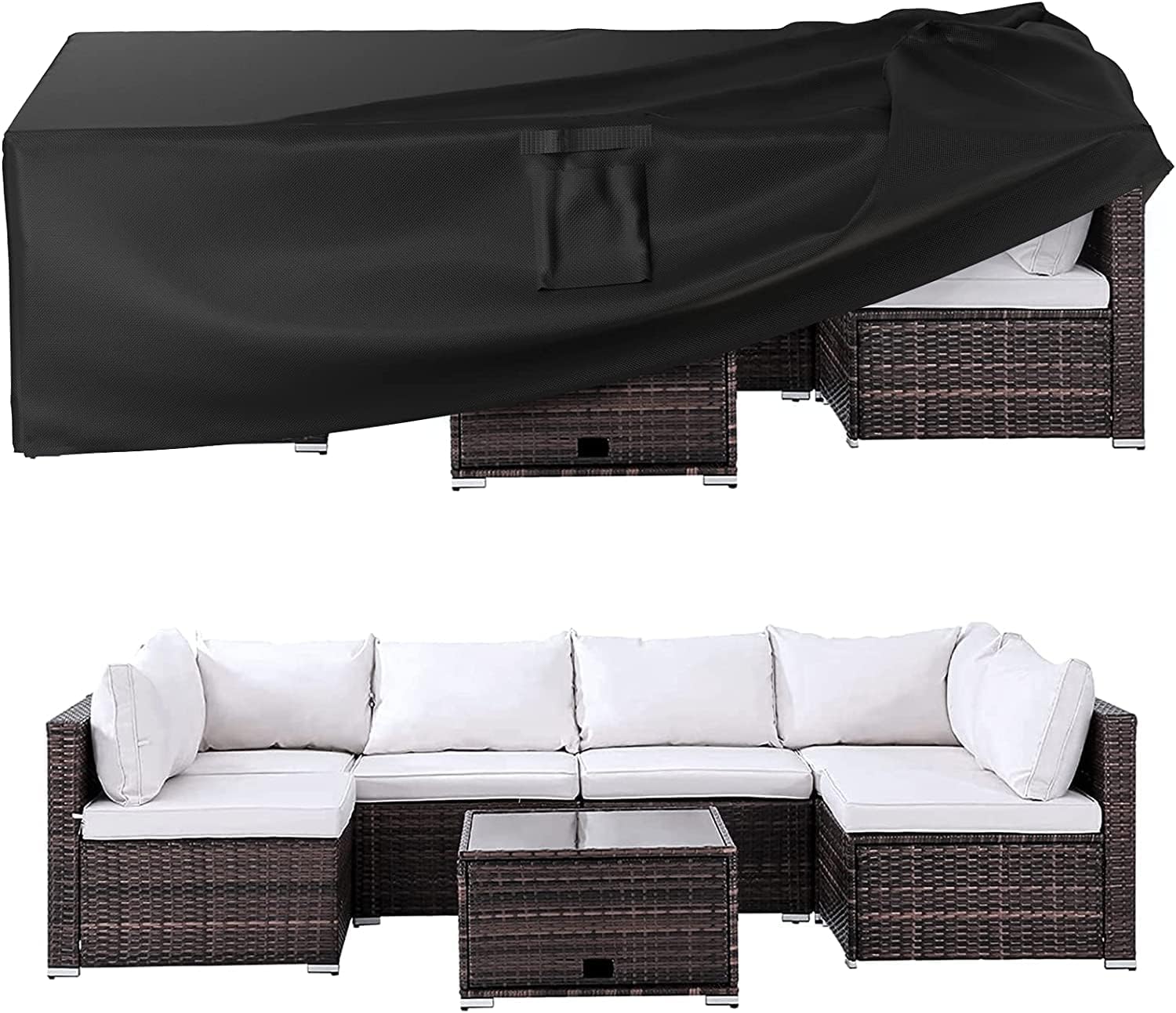 Ruimoy Outdoor Furniture Cover - Heavy-Duty Waterproof Protection for Tables & Chairs | 102" L x 74" W x 27.5" H