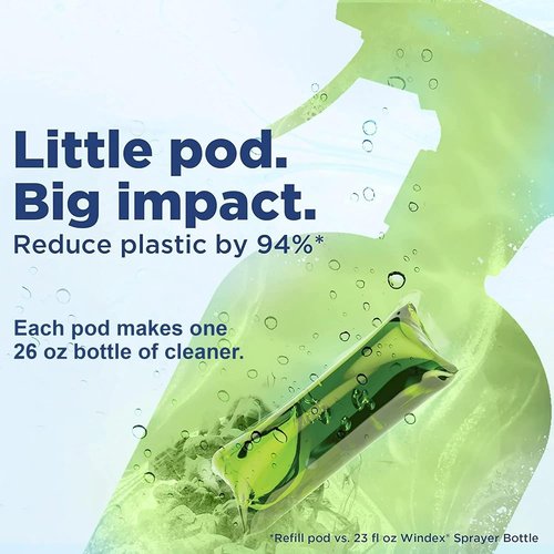 Windex 1 Gallon Refill, Glass Cleaner Refill 1 Gallon Original - With 1 Dissolve Pod - Makes 26oz