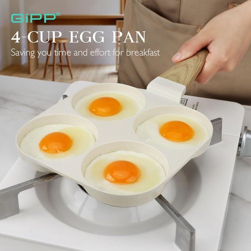 GiPP Nonstick Egg Frying Pan - 4-Cup Granite Omelette Skillet with Heat-Resistant Handle | PFOA Free, Easy to Clean