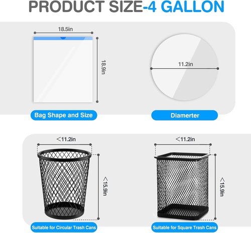 Charmount 4 Gallon Small Trash Bags - 200 Count Drawstring Mini Garbage Liners for Home & Office