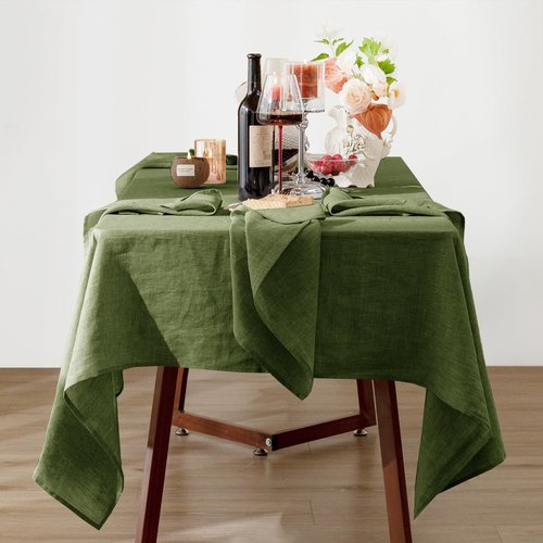 Talasily Linen Tablecloth 100% Pure Linen Table Cloth 60x120 Inches Rectangle Tablecloths Washable Cloths for Kitchen, Dining, Buffet Parties, Holidays, Picnic, Weddings and Restaurants-Green