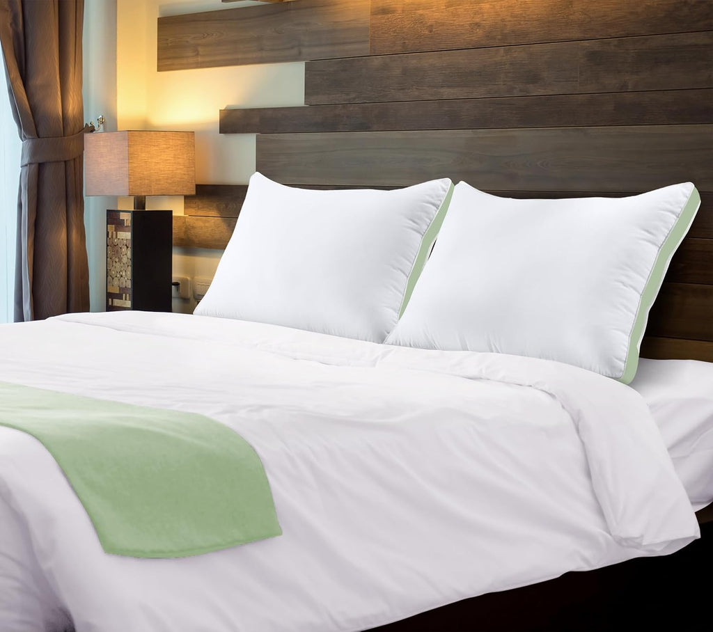 Utopia Bedding Queen Size Bed Pillows - Cooling Gusseted Set of 2 in Sage Green for All Sleepers