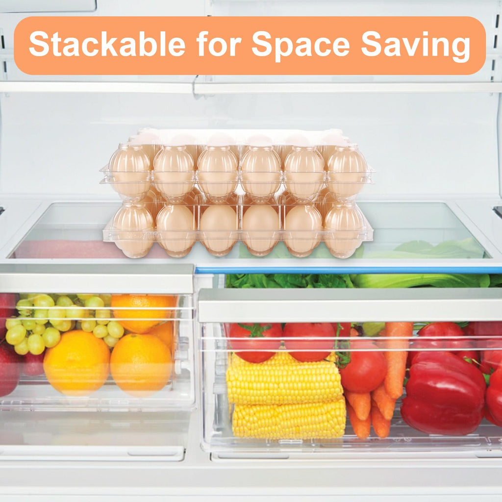 LOYORTY 50PCS Plastic Egg Cartons,18 Count Reusable Egg Carton Cheap Bulk, 3x6 Grids Clear Empty Eggs Cartons for Family, Farm, Markets
