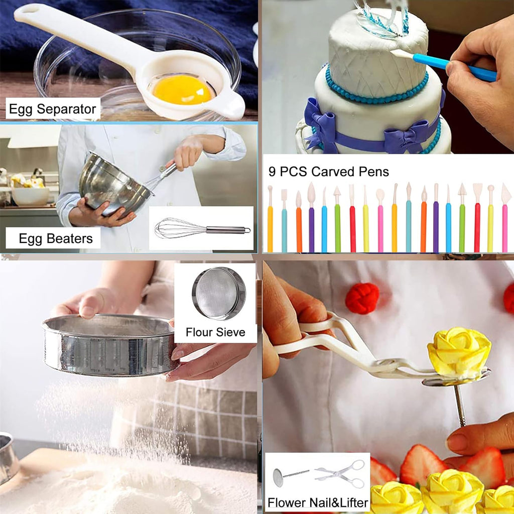 Skiennix Cake Decorating Kit - 567 PCS Baking Set with Springform Pans & Rotating Turntable for Beginners