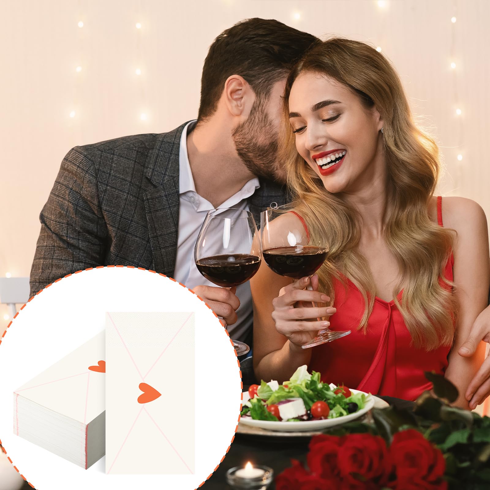 Havawish 100 Pcs Love Letters Disposable Napkins Love Heart Cocktail Napkins Red Heart Sign Paper Guest Hand Towel for Wedding Anniversary Bridal Shower Valentine Party Lunch Dinner Kitchen Bathroom