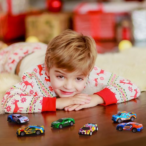 Bupelo Christmas Advent Calendar 2025, Christmas Advent Calendar with Pull-Back Racing Car Toys, 24 Days Christmas Countdown Calendar Gifts for Kids, Christmas Party Favor, Classroom Prizes Xmas Gift