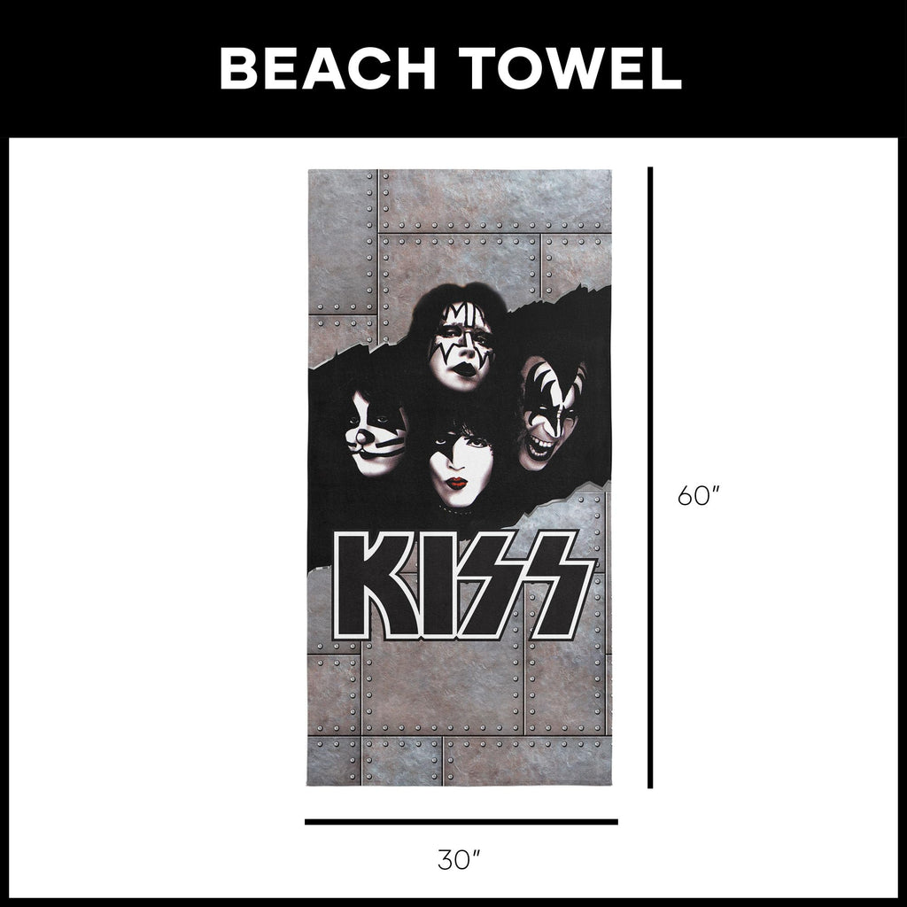 Northwest KISS Breakout Beach Towel, Rock and Roll Pool and Bath Towel, Soft and Absorbent, Quick Dry, 30 x 60 inches