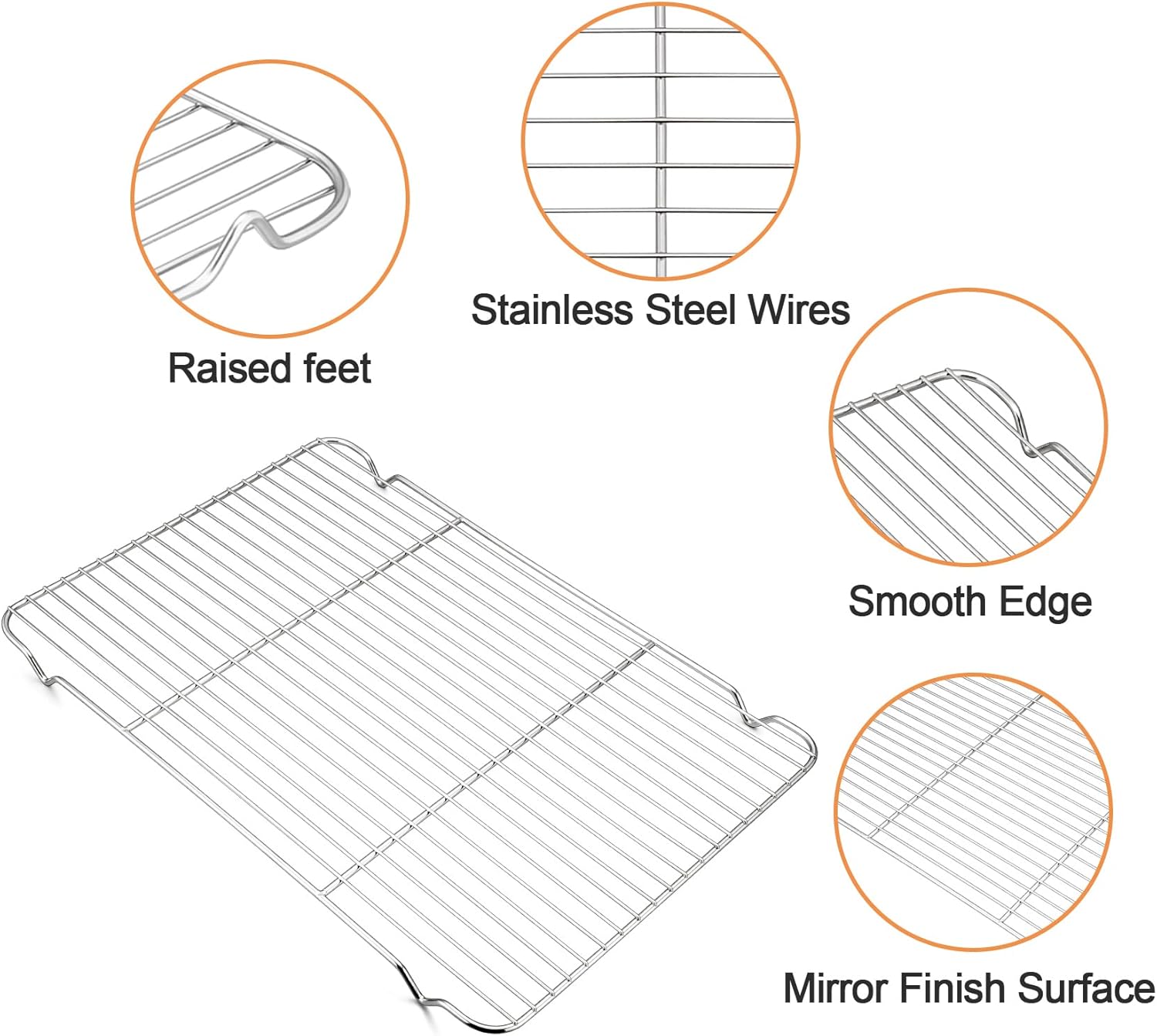 TeamFar Stainless Steel Baking Sheet Set - Heavy Duty Cookie Pan with Cooling Rack | 17.6 x 13 x 1 Inch, Non-Toxic, Dishwasher Safe - Set of 4