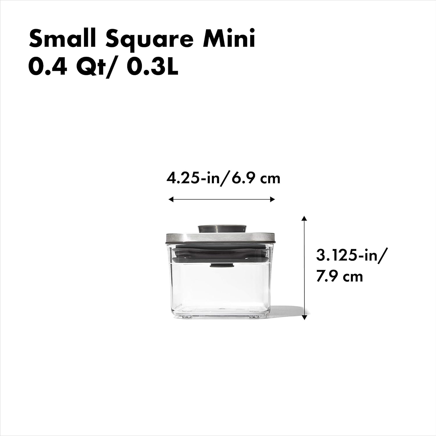 OXO STL Pop Small Square Mini Container - 0.4 QT | Airtight Food Storage Solution