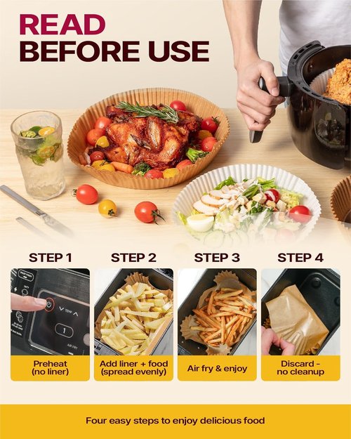 Katbite Air Fryer Liners - 100PCS Thick Disposable Parchment Paper | 8x5.5'' Rectangle for Ninja Dual Air Fryer Accessories