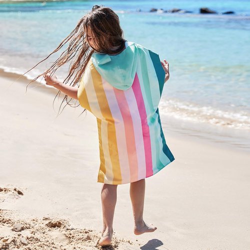 Dock & Bay Poncho with Hood - for Kids - Super Absorbent, Quick Dry - Includes Bag - Coastal Candy, Medium (Age 7-10)