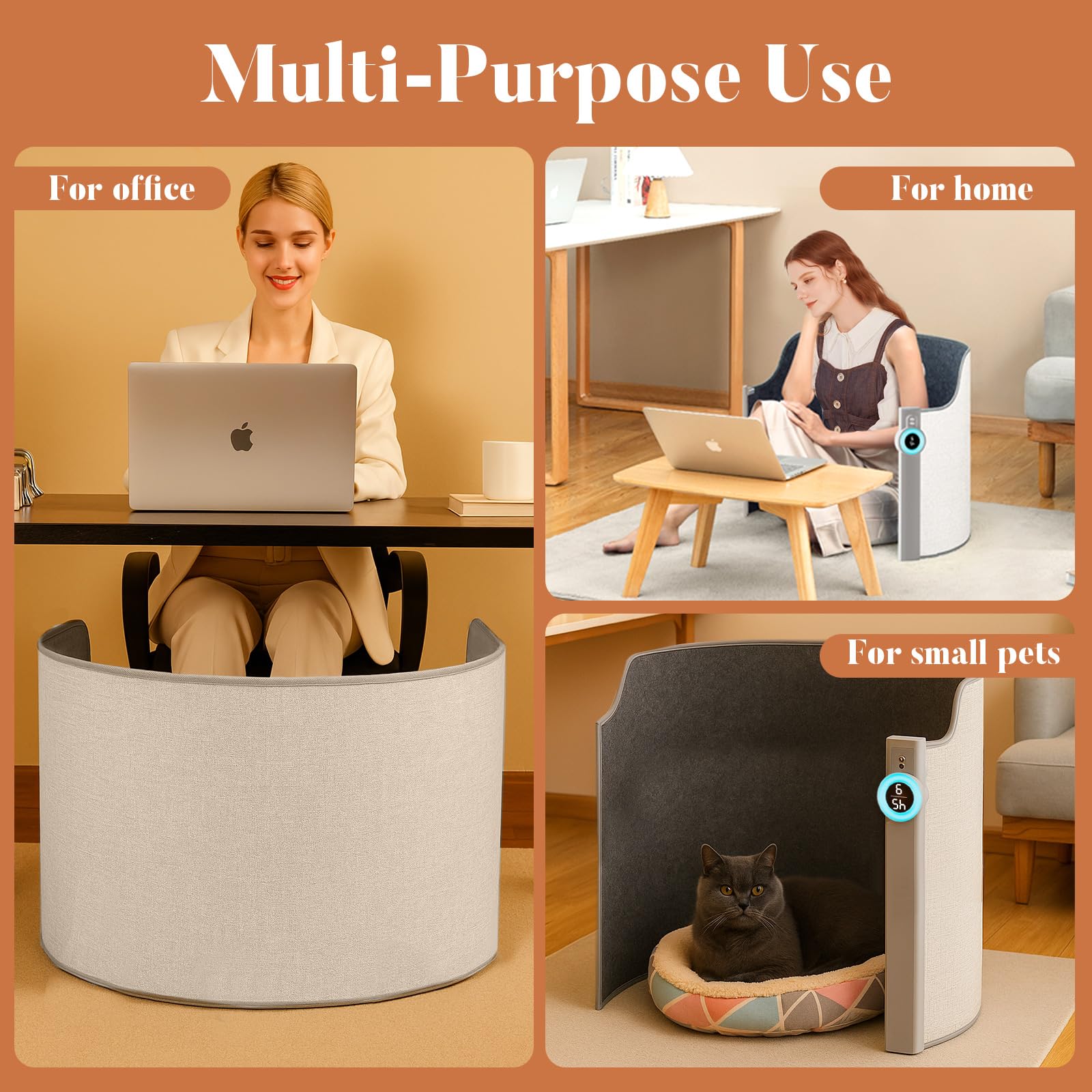 Under Desk Heater for Office & Home, Quiet Electric Foot/Leg Warmer with Heated Floor Mat, Personal Electric Panel Space Heater with Thermostat & Timer, Suitable for Birthday or Christmas Gifts