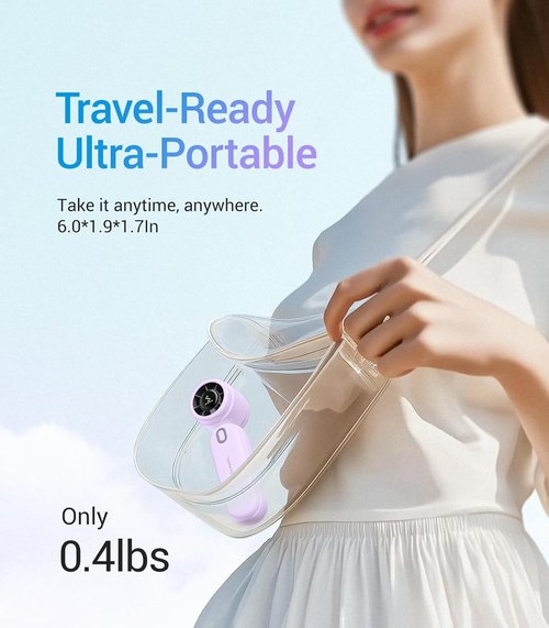 Diveblues High-Speed Portable Handheld Turbo Fan - USB Rechargeable, Compact Design for Travel & Home | Purple
