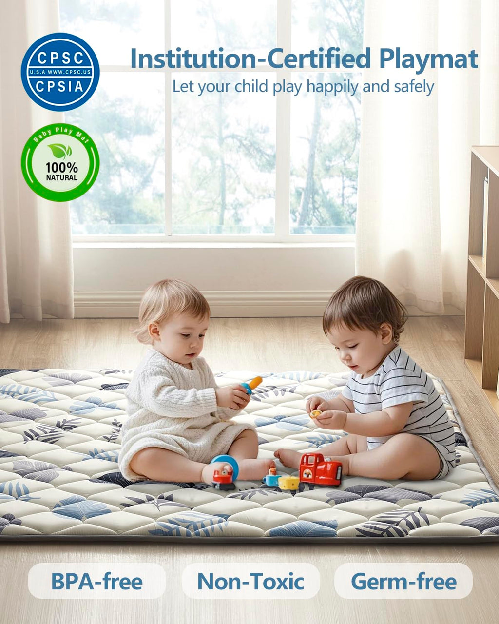 Skiennix Baby Play Mat - Thickened Non-Slip Floor Mat | 50x50 Portable Foldable Design for Crawling Babies