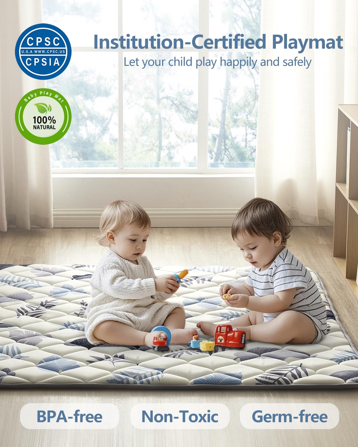 Skiennix Baby Play Mat - Thickened Non-Slip Floor Mat | 50x50 Portable Foldable Design for Crawling Babies