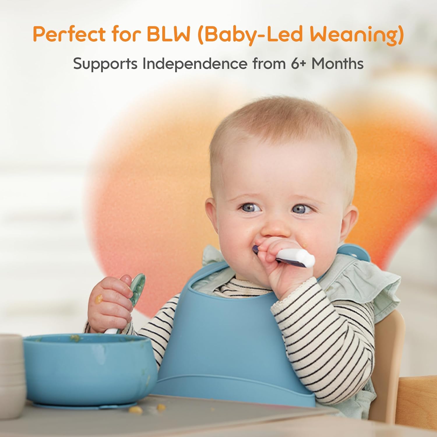 NumNum Baby Spoons Set - Pre-Spoon GOOtensils for Self-Feeding | BPA-Free Silicone, 2 Pack Gray/Green