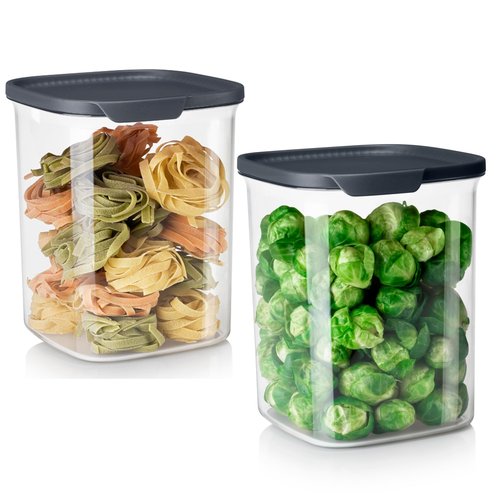 Tupperware Crystal Clear Store & Serve Collection Ultra Clear Big Square Tritan/Copolyester Food Storage Container Set, Dishwasher Safe and BPA Free (2 Containers, 2 Lids)