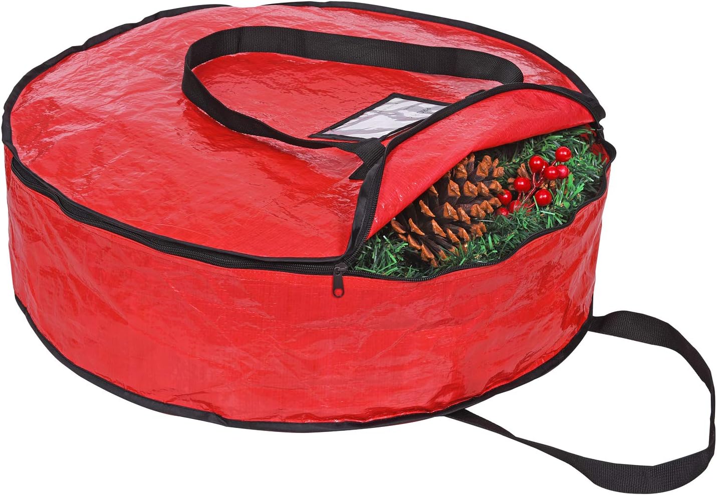 ProPik Christmas Wreath Storage Bag - Heavy Duty Tear Resistant Material with Handles | 24" x 8" (Red)
