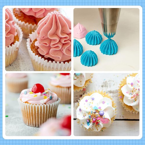 Kasmoire 8Pcs Large Piping Tips Set - Stainless Steel Icing Tips with 10 Pastry Bags for Cake Decorating