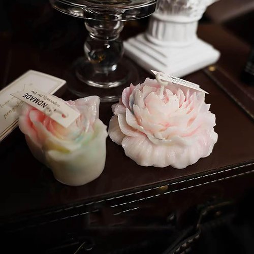 Cooary 4 Pcs Low Temperature Candles Glow in The Dark White Peony Flower Shaped White Heart Rose Scented Luminous Low Heat Body Safe Drip Wax Play for Couples