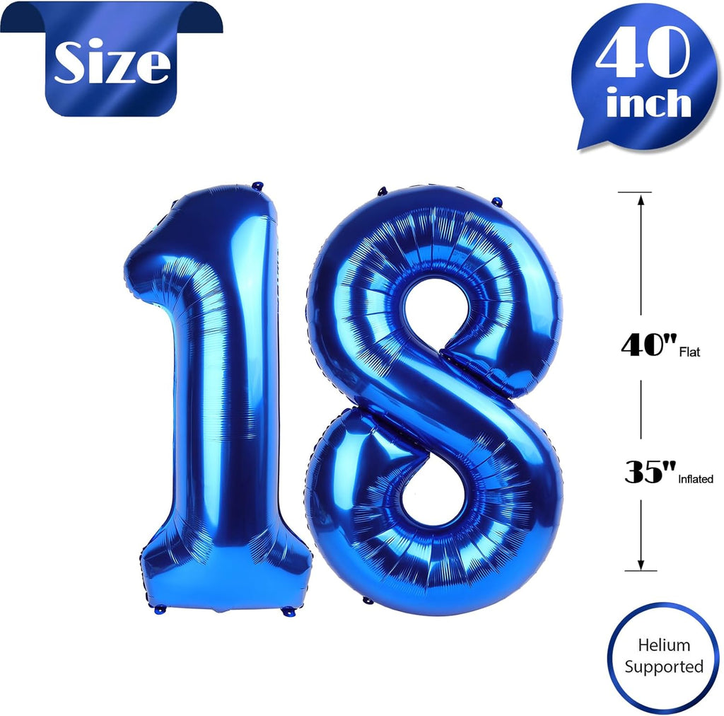 Number 18 Balloon by [Brand Name] - 40 Inch Navy Blue Birthday Decoration for 18th Party