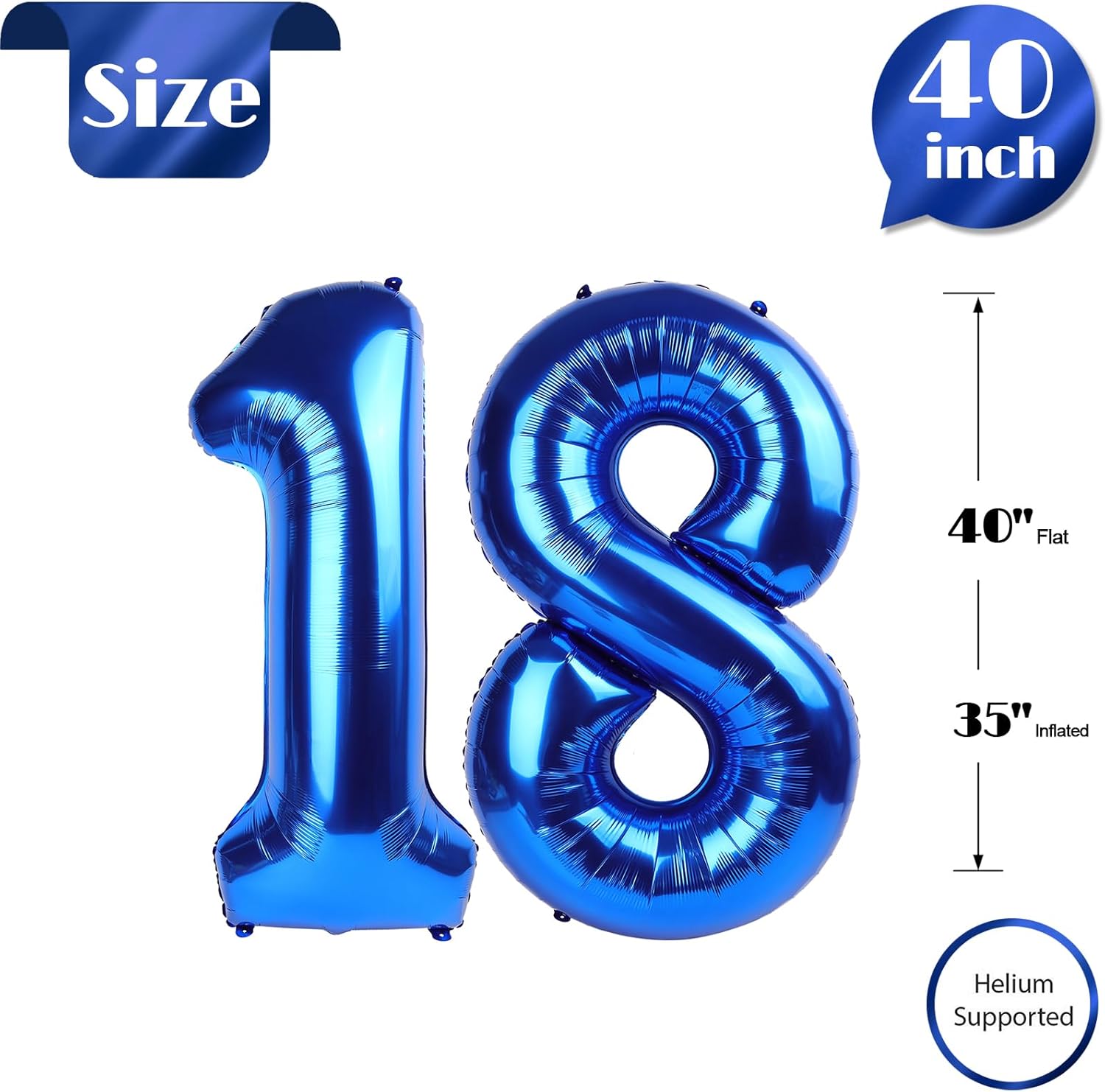 Number 18 Balloon by [Brand Name] - 40 Inch Navy Blue Birthday Decoration for 18th Party