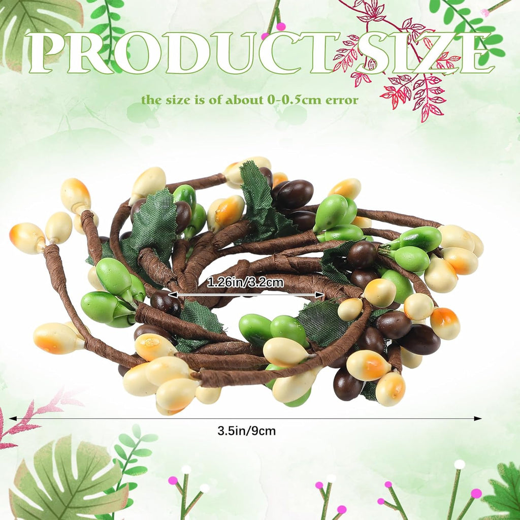 Suncalla Taper Candle Rings - 4 Pcs Mini Artificial Pip Berry Wreaths for Home Table Decor | 1.26''