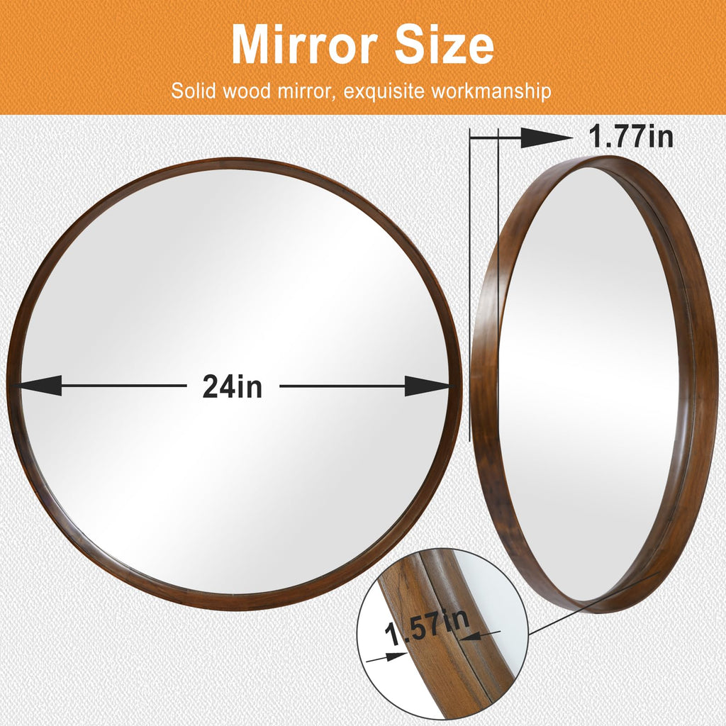 FRUMENSHIP 30 Inch Silver Round Mirror, Circle Wall Mirror with Metal Frame, for Bathroom, Vanity, Bedroom, Living Room, Entrance