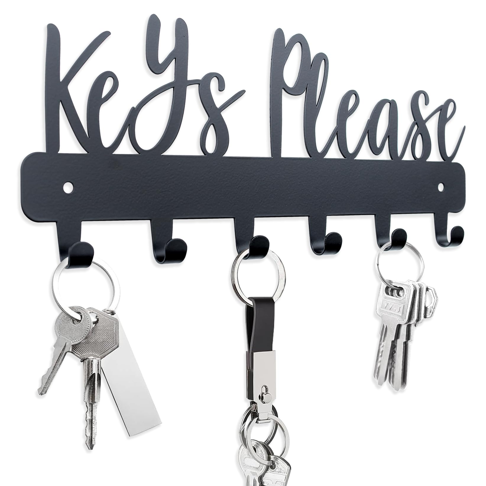 BITALYE Keys Please Holder on Wall,Key Holder Wall Mounted,Black Metal Decorative Key Rack Hooks for Garage, Mudroom, Hallway,Entryway,Front Door,Office (Normal Size:11x4.57inches)