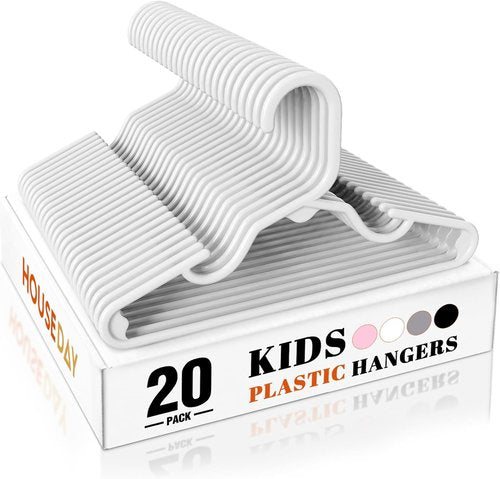HOUSE DAY Premium Baby Hangers - 20 Pack Slim White Plastic Hangers for Infant & Toddler Clothes
