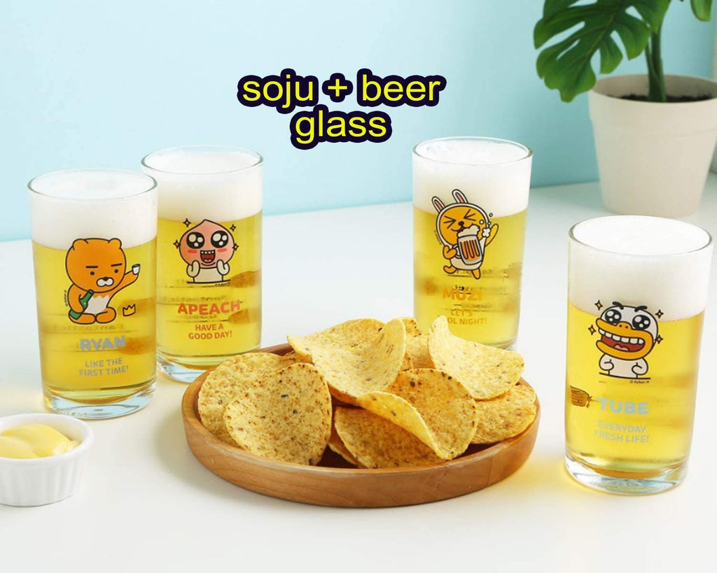 Mini Clear Glasses For Alcohol Drinks Set of 4(soju beer glass 소맥잔),Korean Soju Shot Glasses Set Character Soju Beer Glass, Best Gift For Party, Dishwasher Safe Clarity Glassware, Korean Gift