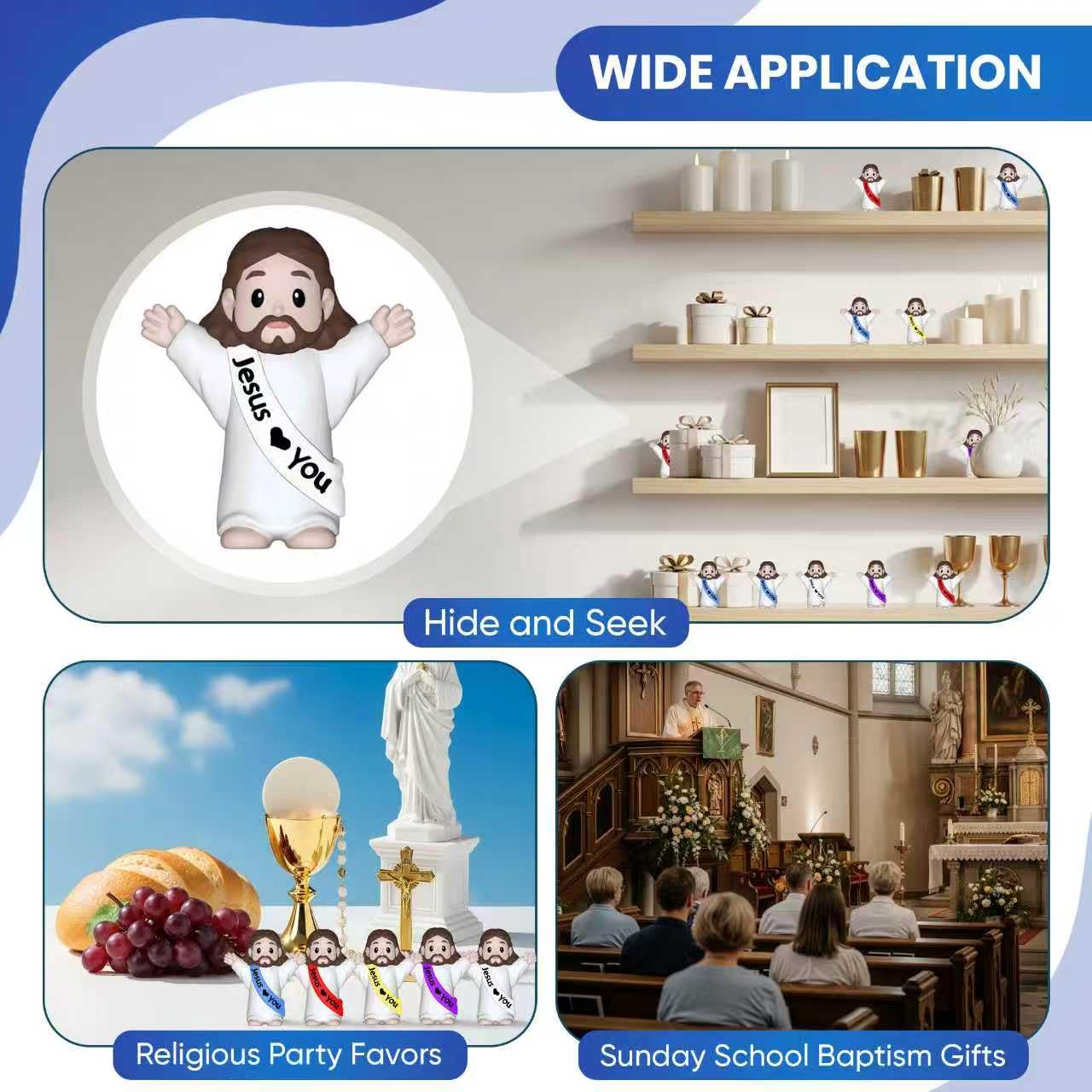 NOIENSI Jesus Loves You Figures 100 Pack – Multicolor Mini Jesus Figurines in Bulk, Little Jesus Figures for Easter, Church, and Religious Celebrations (Hand up)