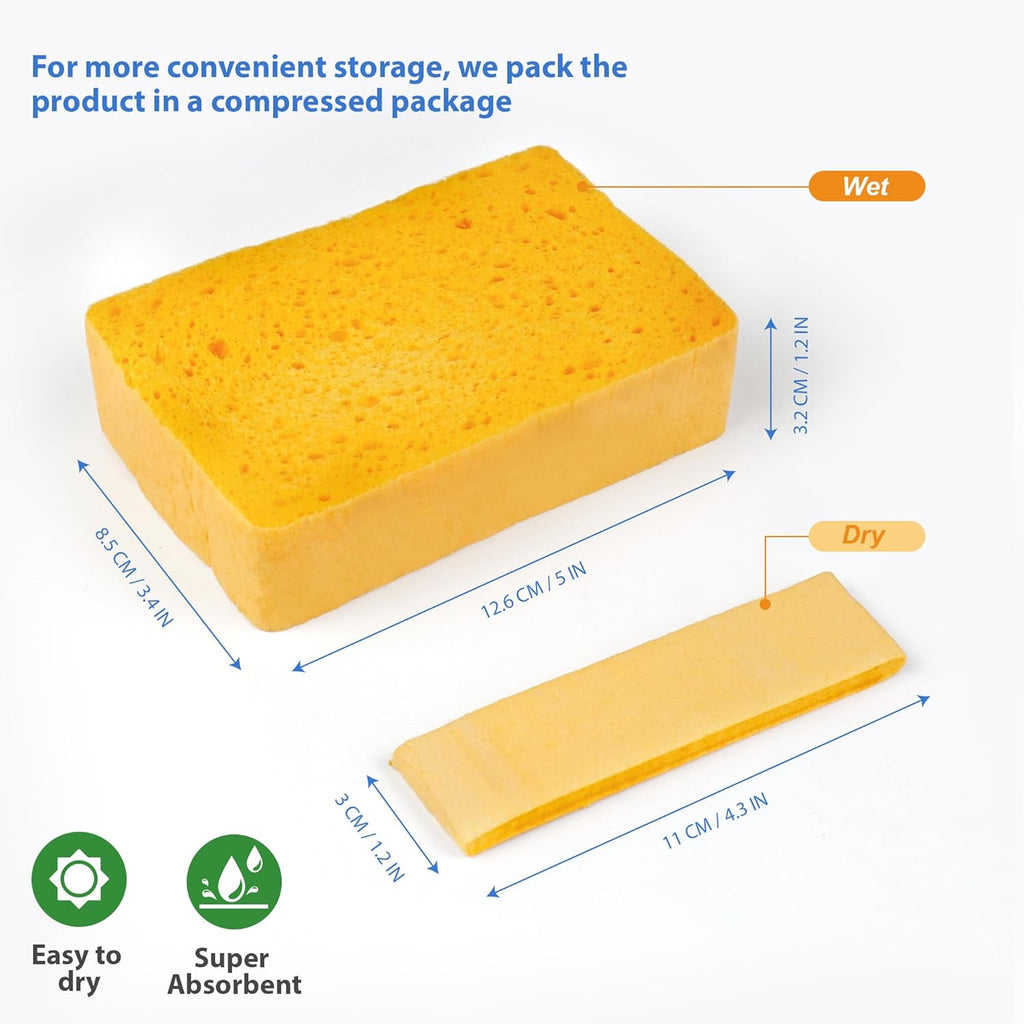 Pop-Up Cellulose Sponges - Biodegradable & Super Absorbent | Large Thick, Tear-Resistant | 6 Pack for Kitchen & Dishes