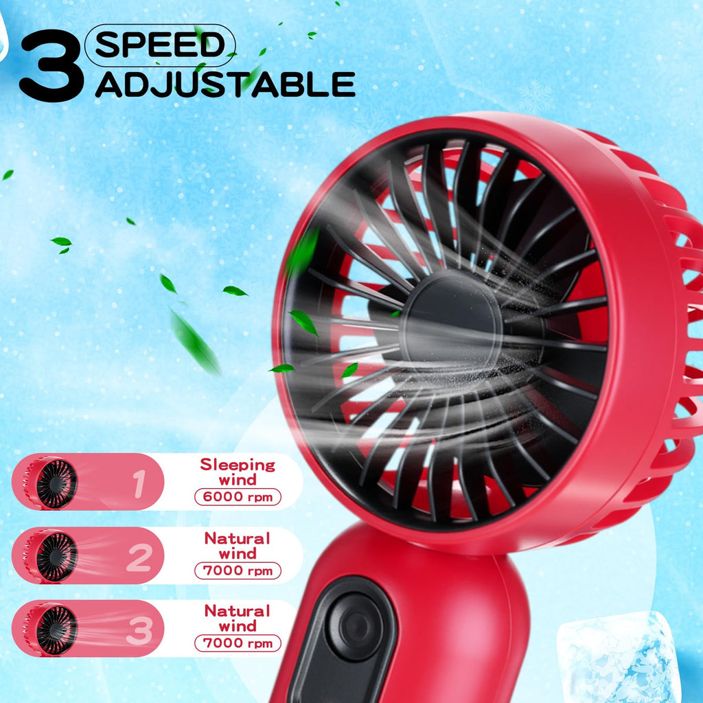 Rossesay 24 Pack Mini Portable Fan Bulk for Travel 3 Speeds, Rechargeable USB Battery Operated, Small Handheld Personal Eyelash Fans for Women Men Indoor Outdoor(Red)