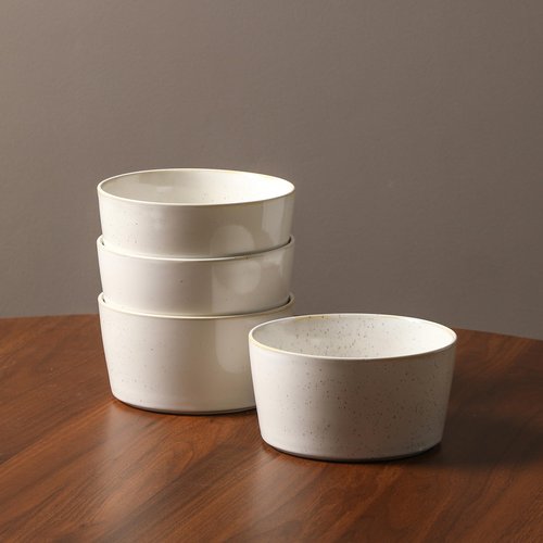 Stone Lain Cairo 12-Piece Dinnerware Set Stoneware, Plates and Bowls Set, Microwave and Dishwasher Safe, Includes Dinner and Salad Plates, Cereal Bowls, Dish for 4, White Speckled