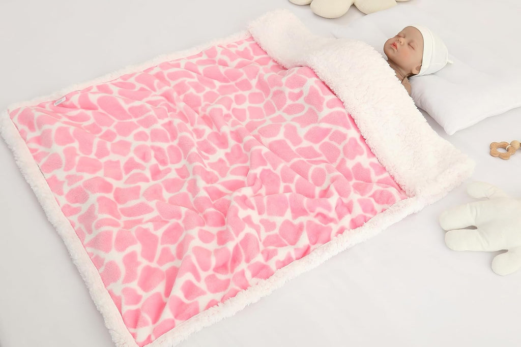 Skiennix Nursery Bed Blanket - Soft Receiving Blanket for Newborns | Warm & Cozy 30" x 40" (Pink Ripple)
