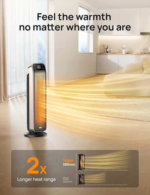 DREO Space Heater - Fast Portable Room Heater with Remote & Thermostat | 3 Modes, Overheat Protection, Gold