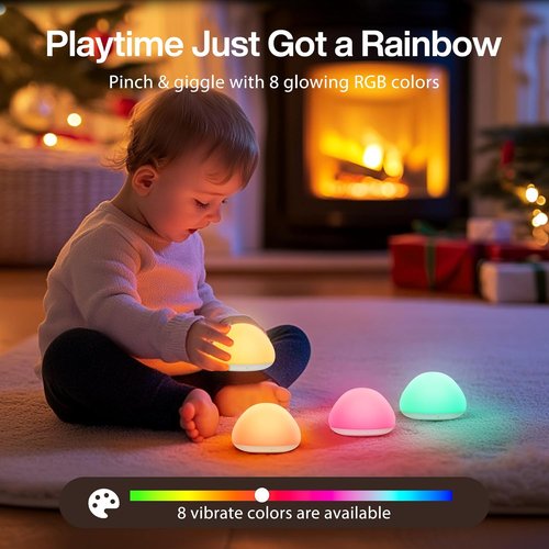JolyWell Baby Night Light - Soft Silicone Tap Control Lamp with 8 Color Options | Rechargeable & Dimmable