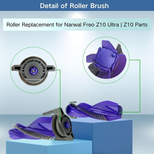 Replacement Accessories Parts Kit Compatible with Narwal Freo Z10 Ultra - Includes 6 Dust Bags, 6 Mop Pads, 6 Filters, 8 Side Brushes, 2 Rubber Main Brushes, 2 Water Tank Filter Sponge
