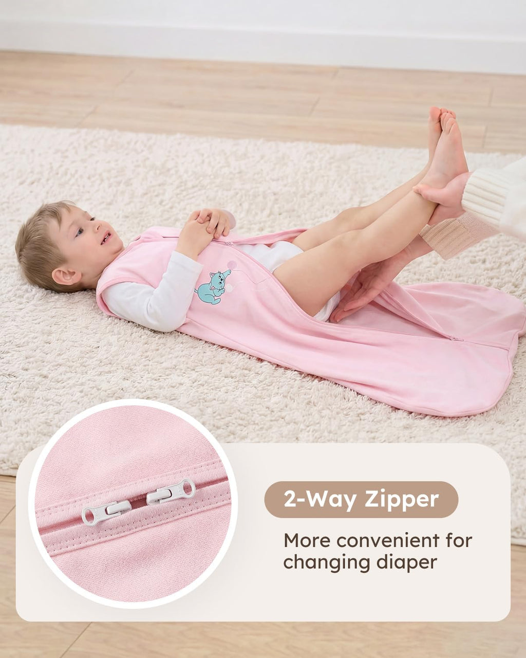 Yoofoss Baby Sleep Sack - 100% Organic Cotton Wearable Blanket | 0-6 Months, 2-Way Zipper, 3 Pack