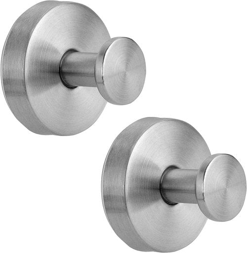 Brushed Silver Suction Cup Hooks by [Brand Name] - Durable Towel & Loofah Holders for Bathroom & Kitchen | 15 lbs Capacity (2 Pack)