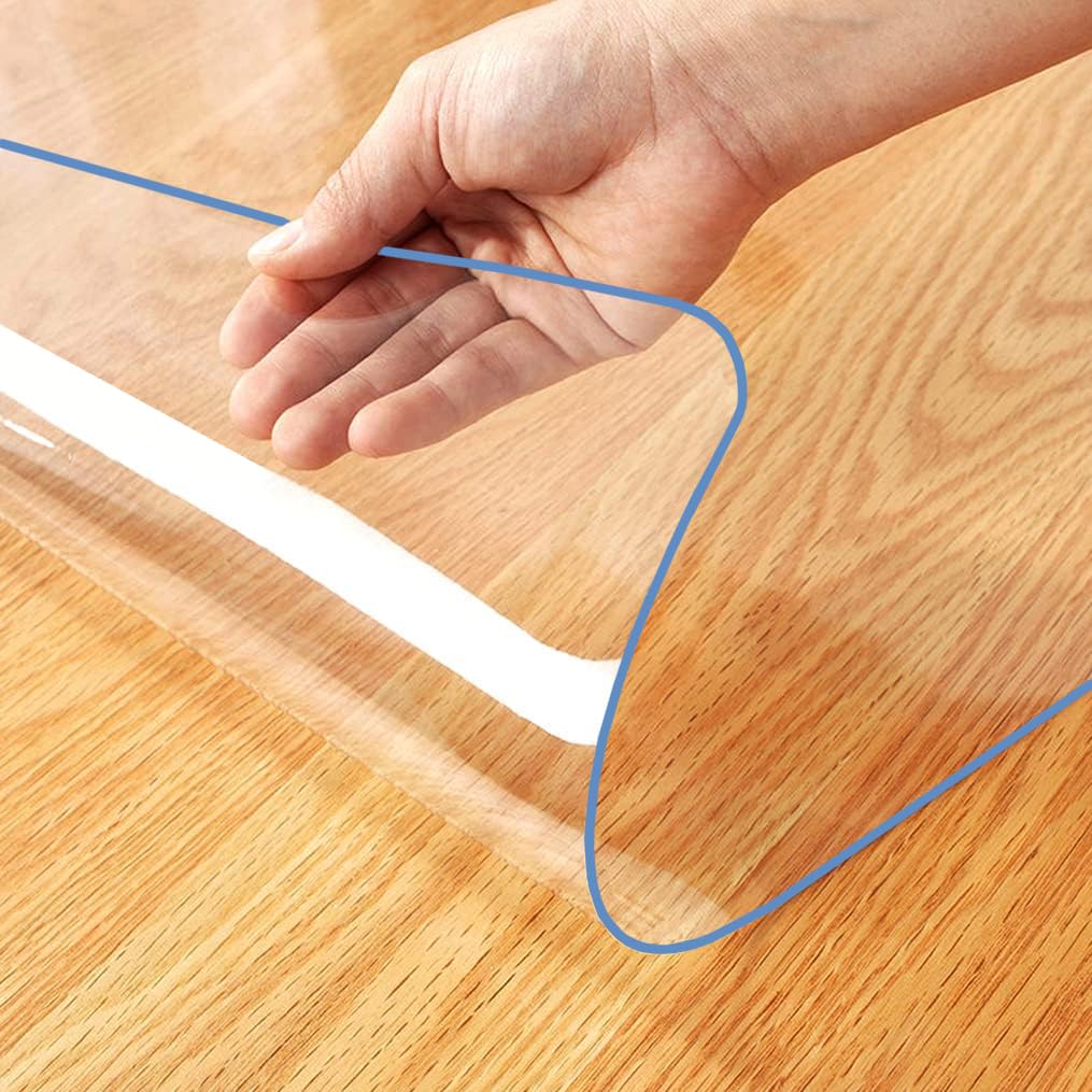 WingCanto 48X108 Inch Clear Table Protector Pad 1.5mm Thick Vinyl Plastic Table Cover Mat for Writing Desk Retangular Dining Tablecloth Coffee Table Desk Sofa Side Table Waterproof and Heat Resistant