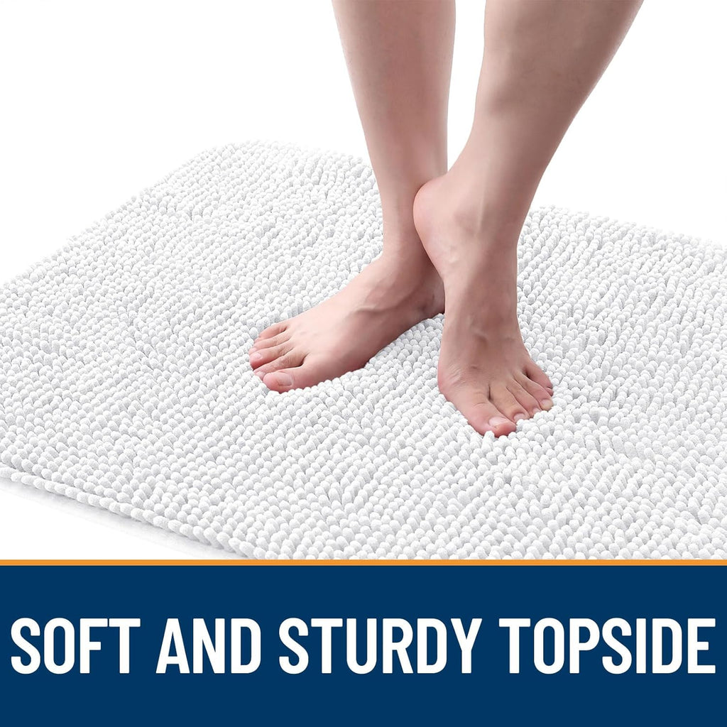 OLANLY Dog Door Mat - Absorbent Non-Slip Washable Doormat for Muddy Paws | 54x24 Inches, Quick Dry Chenille, White