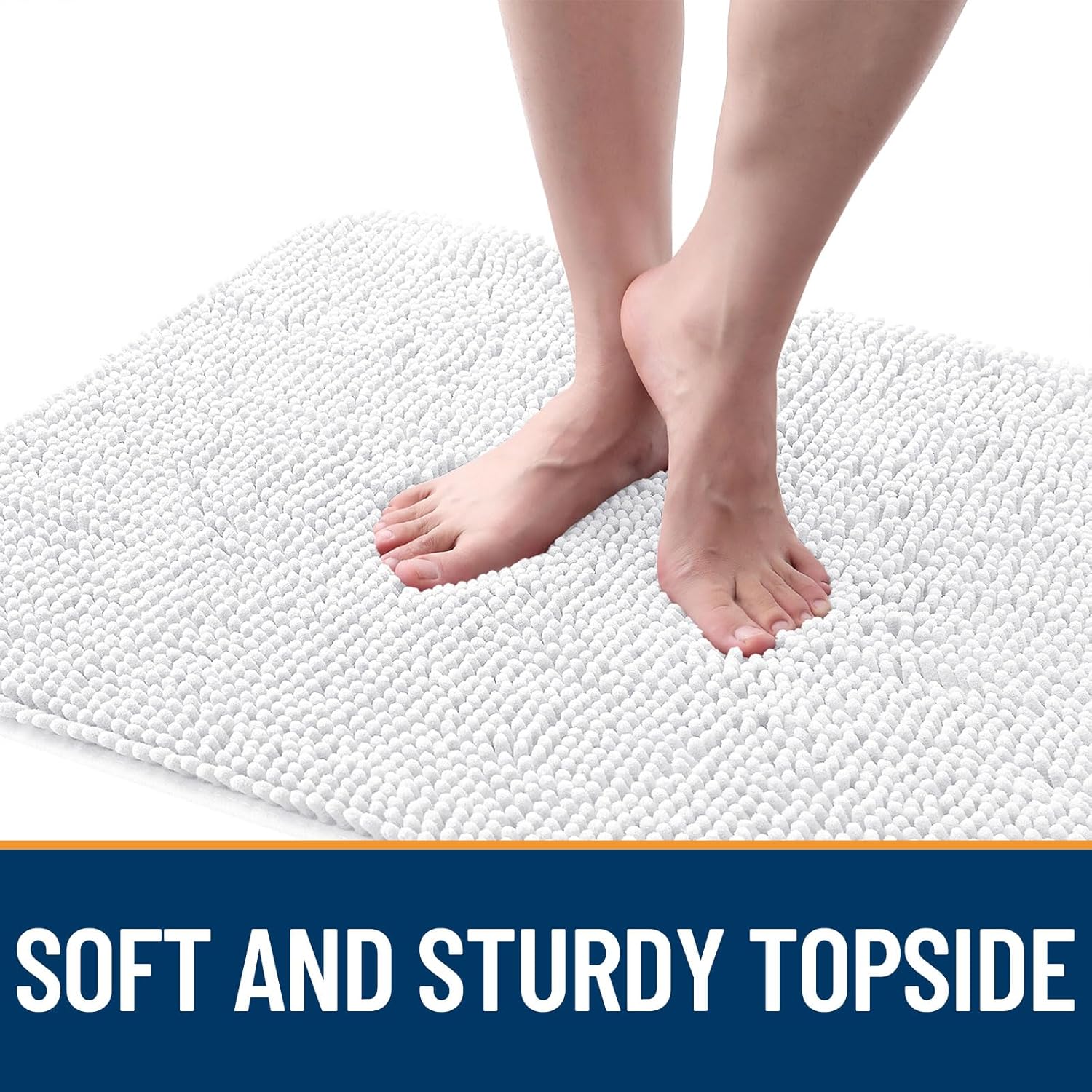 OLANLY Dog Door Mat - Absorbent Non-Slip Chenille Mat for Muddy Paws | 45x27, Quick Dry, White