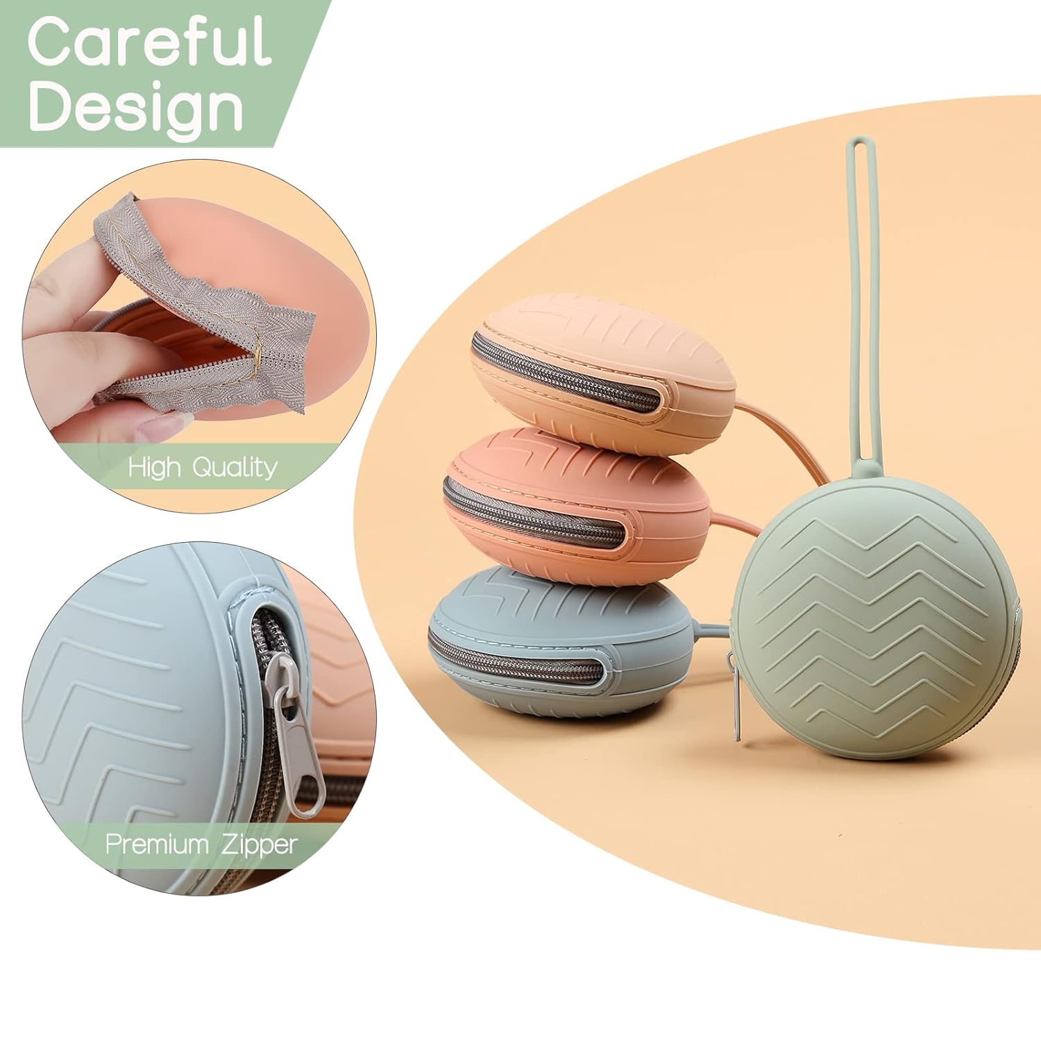 Skiennix Pacifier Holder Case - BPA-Free Silicone Pouch for Boys & Girls | Portable Container (Clay, Dark Grey)