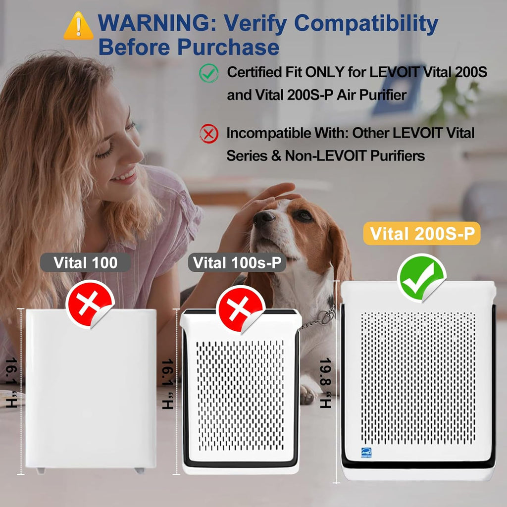 Vital 200S Replacement Filter - H13 True HEPA + Activated Carbon | 2-Pack, Easy Install, Long Lasting (Yellow)
